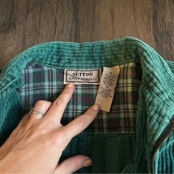 Vintage Sutton Supply Co. Teal Corduroy Zip Jacket (M) 100% cotton - Picture 6 of 8